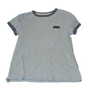Patagonia Organic Cotton Ringer T-Shirt Womens XS Short Sleeve‎ Blue